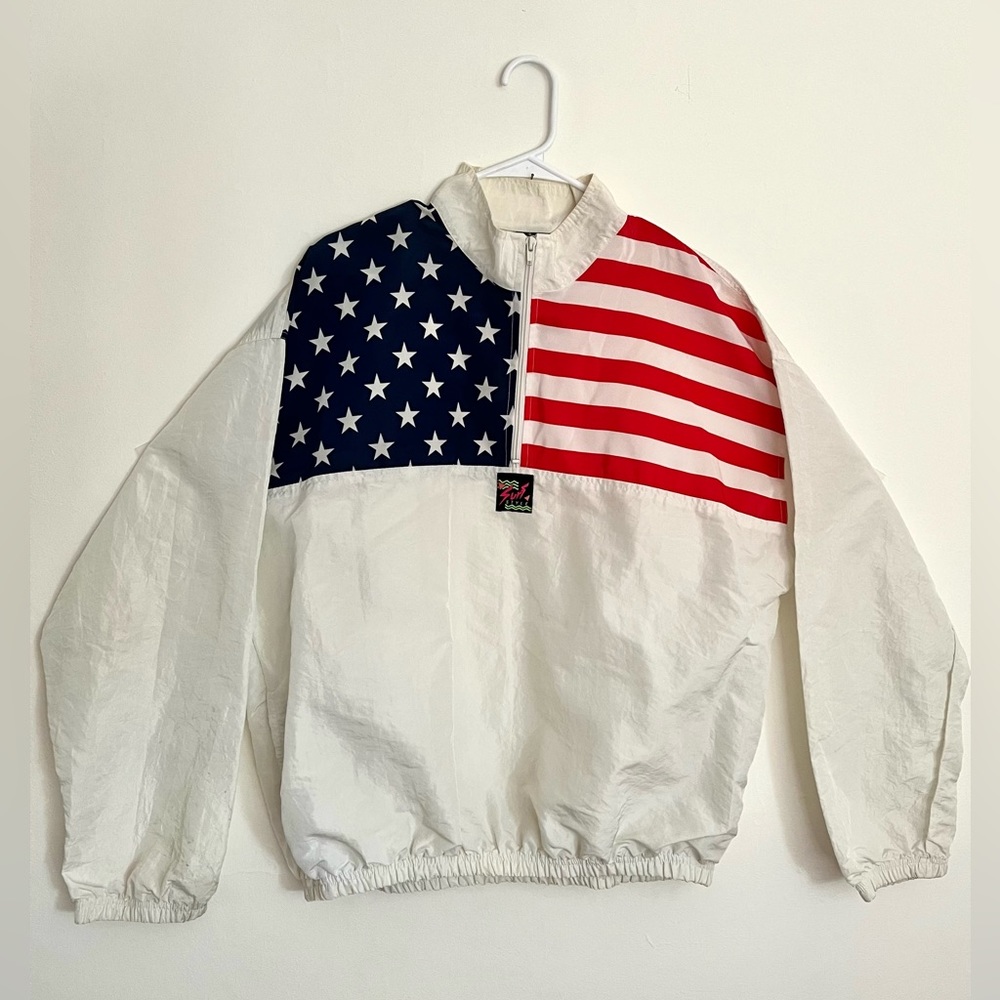 Vintage 90’s Surf Style USA Flag Pullover 🇺🇸